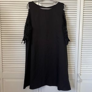 Emery Rose Black Cold Shoulder Crochet Dress